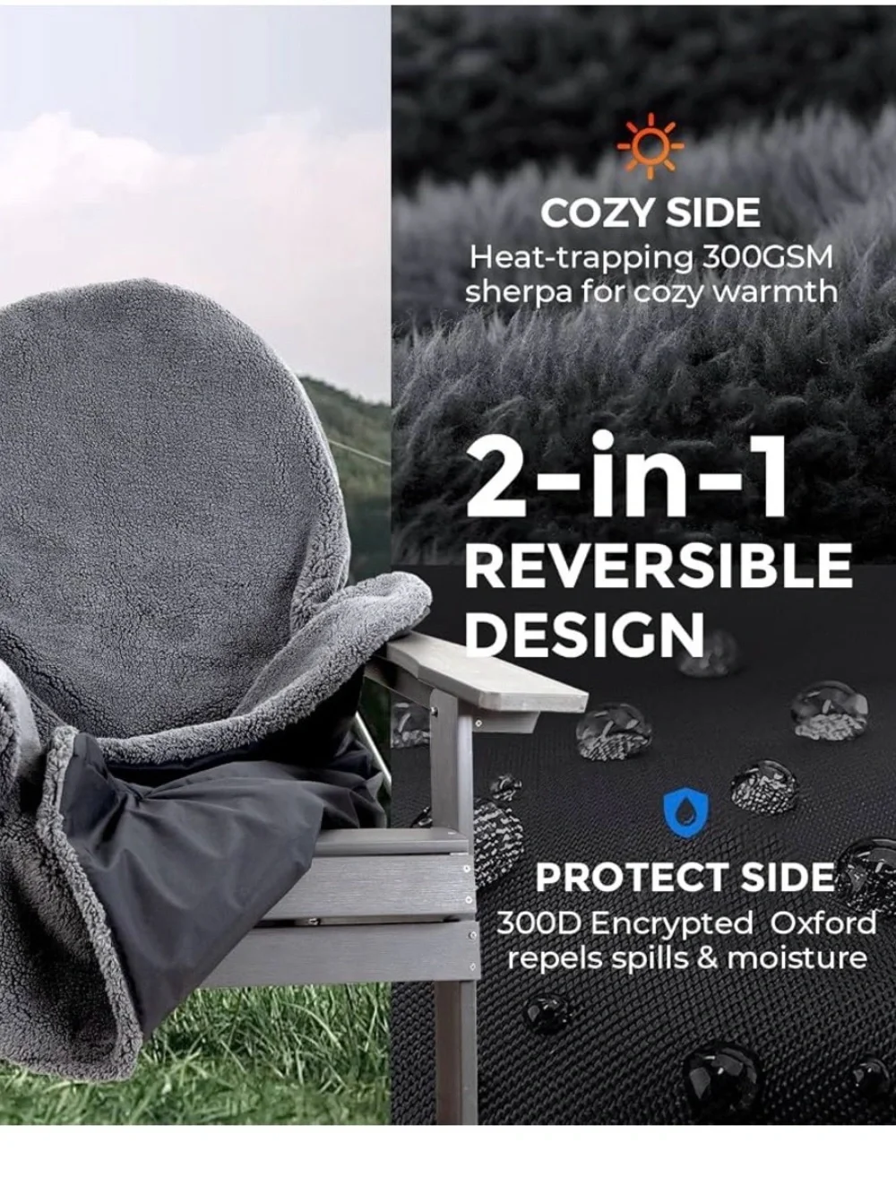 Plush Gray Outdoor Chair Cover